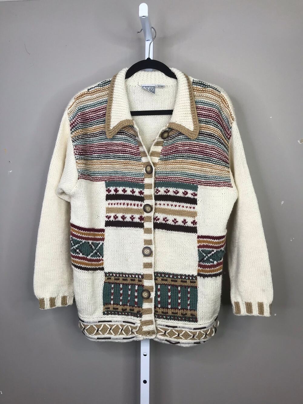 Vintage Original Russ Sport Company multi-knit grannycore sweater cardigan